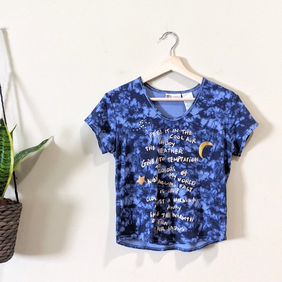 Faded Glory Tops - Faded Glory Vintage Blue Tie Dye Sun Moon Top